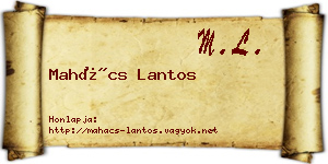 Mahács Lantos névjegykártya